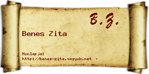 Benes Zita névjegykártya